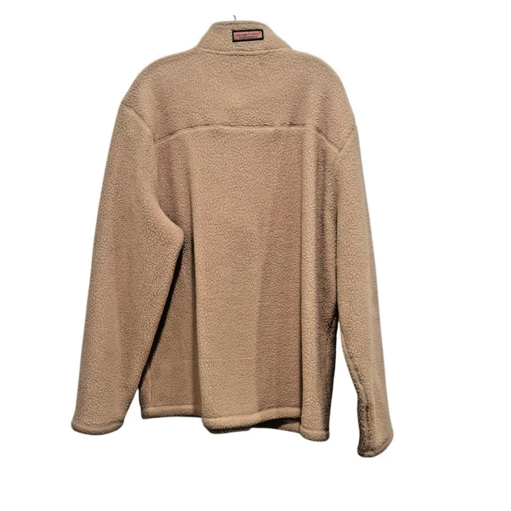 Vineyard Vines 1/2 Zip Men's Size 2XL Beige Stillwater High Pile Sherpa Pullover - Picture 2 of 5